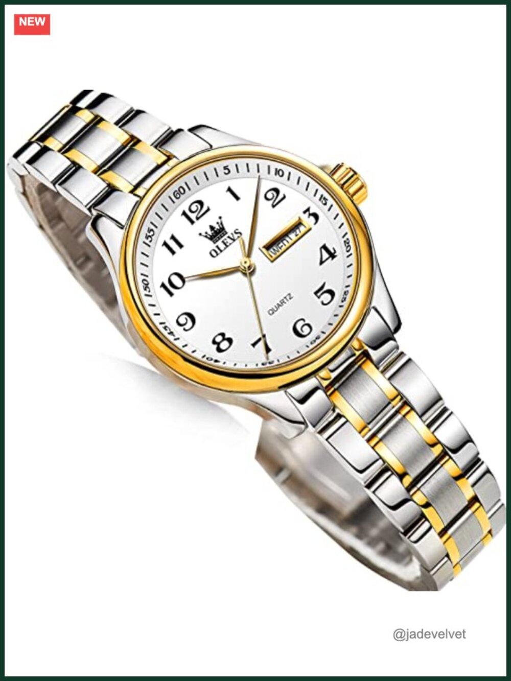 Luxury Stainless Steel Women's Watch with Day and Date, Waterproof